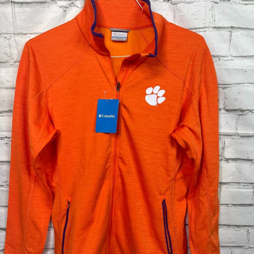 Columbia Womens Orange Clemson Tigers Sapphire Trail Zip Fleece Jacket - Picture 1 of 4